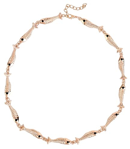 Mikovivi Halsband med Guldfiskhänge för Kvinnor, Bohemiskt Havshalsband Justerbart Choker-Smycke för Sommarstrandstil Trendig Minimalistisk Present (Guldton)