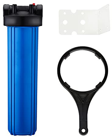 Geekpure Alloggiamento filtro acqua per tutta la casa da 20 pollici Uscita/ingresso da 1 pollice con chiave e staffa -4,5x 20 - Colore blu