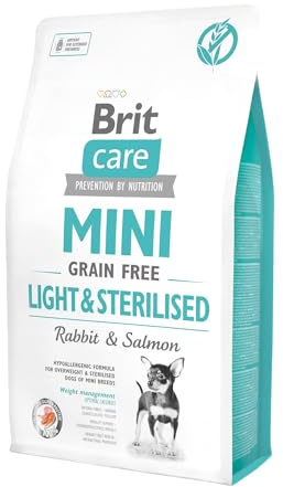 Brit Care Mini Light e Sterilised Grain Free al Coniglio e Salmone Ipoallergenico - 2 kg