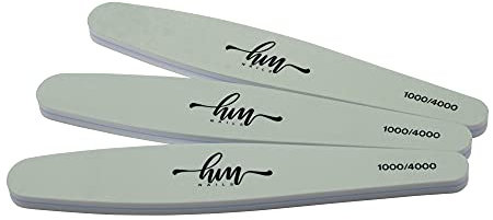 HM NAILS - Lima de uñas de ALTA DURACION para uso profesional SHINE - BRILLO EXTREMO- 1000/4000 - FLEX- PACK 3 uds - Lima para uñas, esmaltes semi permanente, gel uv, acrilico, uso profesional