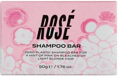Bleach London Rosé Toning Shampoo Bar, Soft Pink Colour Depositing Formula for Bleached Hair, Gently Cleanses and Helps Build or Maintain Baby Pink Hair Colour with Shea Butter 50g