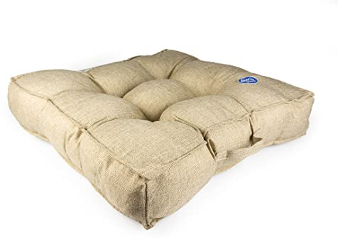 duvoplus, Quadratisches Kissen Quadri, 86 x 86 x 18 cm, Beige, für Bett/Korb/Sofa/Tipi, Beige/Hund