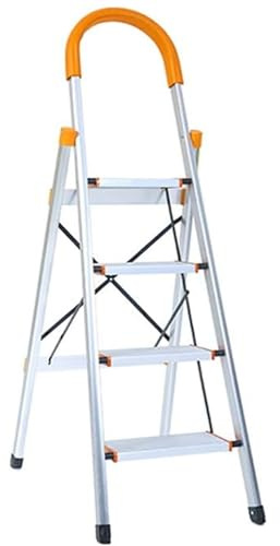 4 Step - Step Ladder Aluminum Lightweight Folding Anti-Slip Stepladders with Rubber Hand Grip 150kg Capacity for Home and DIY