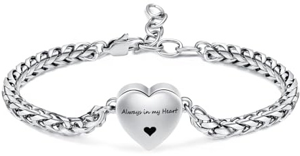 Mnicremation urna armband för aska hjärta medaljong kremeringsarmband, minnesjusterbar aska länkhållare armring länkkedja kvinnor - Always in my heart