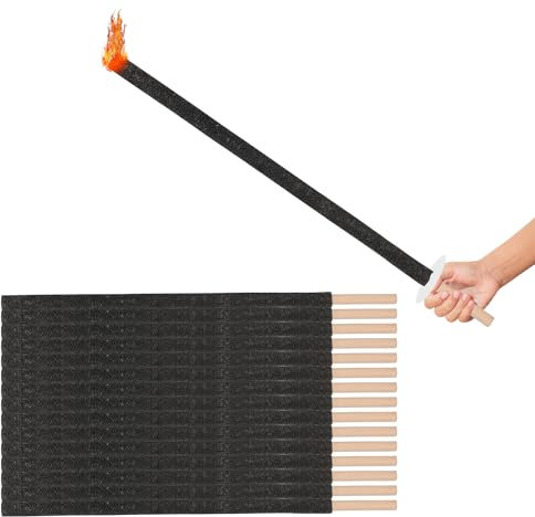 Cecaylie 10 torce di cera da 720 mm, per esterni, 90 – 100 minuti, torcia da giardino con protezione per le mani e manico lungo per esterni, per bambini, escursioni a fiaccola, giardino, Natale, falò
