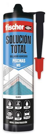 fischer - Solución Total Piscinas | Sellante Adhesivo MS Polímero | Elasticidad Permanente y Curado Rápido | Uso en Construcción, Juntas Sanitarias y Fachadas | 290ml | Blanco