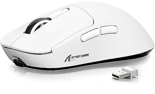 ATTACK SHARK X3 - Ratón ultraligero de 49 g, sensor de juegos PixArt PAW3395, BT/2.4G, inalámbrico/con cable, 26000 DPI, batería de 200 horas, ratones de oficina para Win11/Xbox/PS/Mac (blanco)