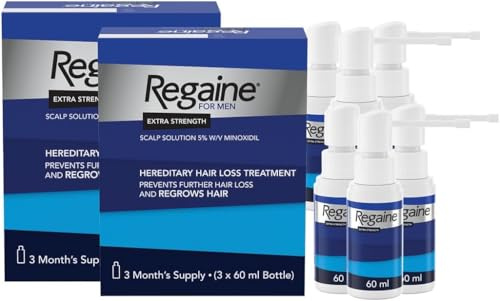 Regaine for Men Extra Strength Scalp Solution for Hair Regrowth (3x 60ml) with 5percent Minoxidil, Cutaneous Solution, Male Pattern Hair Loss (Pack of 2)