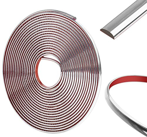 600 cm-8mm Moulure Adhesive, Moulure Plafond, DIY Moulure Murale pour Garniture de Véhicule, Bandes de Pare-Chocs, Dosseret, Bordures de Carreaux et Décorations D'angle(Argent)