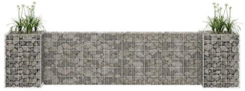 ShGaxin Jardinera de gaviones Forma de H, Huerto Urbano Terraza, Huerto En Casa, Tierra Huerto Urbano, Huerto Vertical, Mesa De Cultivo, Alambre de Acero 260x40x60 cm
