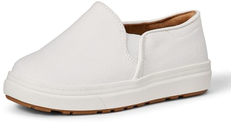 Amazon Essentials Sneaker Slip-On Unisex Bambini, Bianco Tela, 27 EU