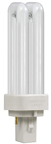 Crompton Lamps CFL PLC 10W G24d-1 Double Turn D-Type 3500K White Frosted 600lm 2-Pin Energy Saving Push Fit Compact Fluorescent TC-D Compact-D CLD Opal Light Bulb