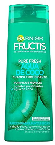 Garnier Fructis Pure Fresh Agua de Coco Champú Pelo Normal, con raíces grasas y puntas secas - 380 ml