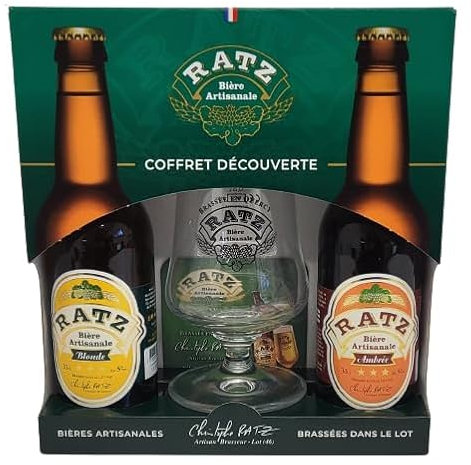 Coffret Bières + Verre : bières artisanales 2 x 33 cl + verre à bière