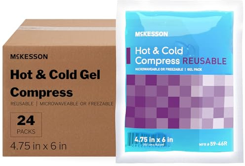 McKesson Cold and Hot Compress Reusable [24 Pack] Gel Ice Hot Packs for Injuries, 4.75 in x 6 in
