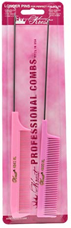 Krest Pintail Combs Weaving Foiling Fine Tooth Rattail Hair Cutting Comb Colors 2 Pc. (Pink)