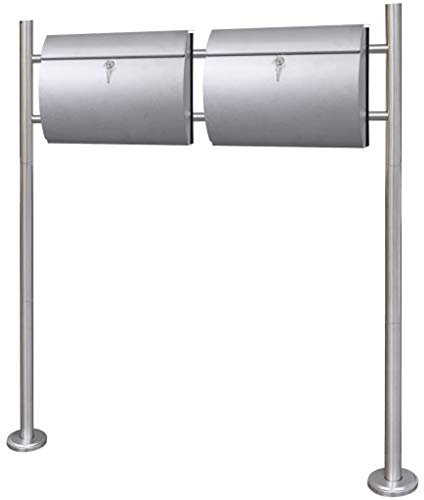 Gawany Double Mailbox on Stand Stainless Steel