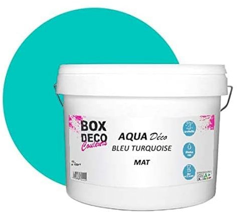 BOX DECO COULEURS Peinture murale acrylique aspect mat Aqua Déco - 10L, Bleu Turquoise