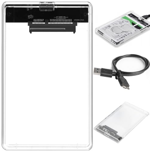 Retoo Carcasa para Disco Duro de 2,5 Pulgadas USB 3.0 para SATA SSD con Cable USB 12 x 7,5 cm Carcasa Externa con Montaje sin Herramientas Carcasa con Transferencia de Datos Transparente