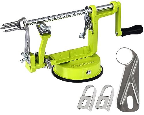 Éplucheur de pommes en acier inoxydable durable et robuste en alliage de magnésium moulé sous pression avec base d'aspiration (vert)