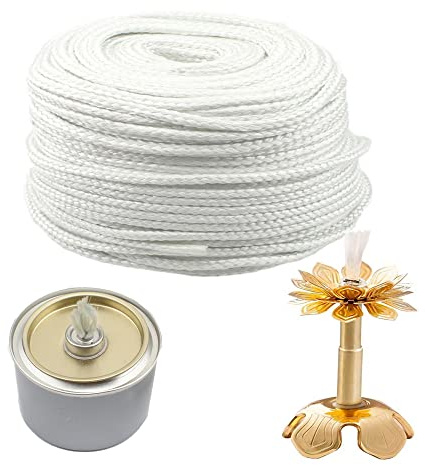 SKYPRO Ersättning vita glasfiber vekhållare olja ljusvekar 4 mm bredd 10 meter längd vekar för gör-det-själv oljelampor hantverk ljustillverkning tillbehör