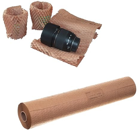 Jeco - 1 rouleau de papier kraft en nid d’abeille Emballage 60cm x 50m écologique pour protection, rembourrage, emballage cadeaux, déménagement, remplace le film bulles