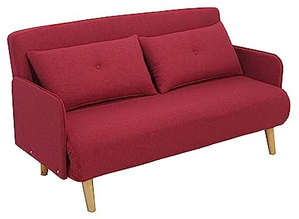 ITALFROM - Divano Letto 2 Posti (150x73x81cm) Divano Letto Matrimoniale Salvaspazio a Scomparsa, Due Posti con Telaio Solido in Acciaio con Imbottitura Comoda (Rosso)