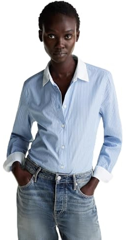 Tommy Hilfiger Blouse Femme Stripe Regular Shirt en Coton, Bleu (Ivy STP/Vessel Blue), 40