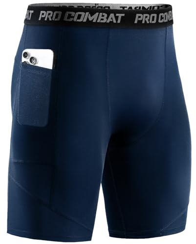 Niksa 1/3 Pezzi Pantaloncini Compressione Uomo Pantaloncini Fitness Pantaloni Corta Compressione Leggings Pantaloncini Compressi con Tasca per Cellulare