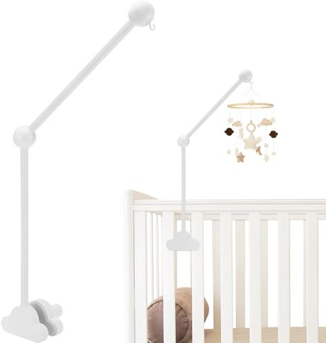 Baby Mobile Halterung für Babybett, Mobile Halterung Holz Wolken, abnehmbarer Baby-Mobile-Aufhänger, höhenverstellbar, für Aufhängung Windspiele Bettglocke, Baby Bett Spielzeuge