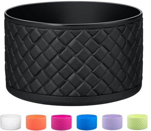 DBIW Silicone Boot for Hydro Flask 12-24 OZ Water Bottle | Bottom Sleeve for Stanley Cup 40 30 OZ, Anti-Slip Protector for Hydroflask Sports Water Bottles | Woven Black