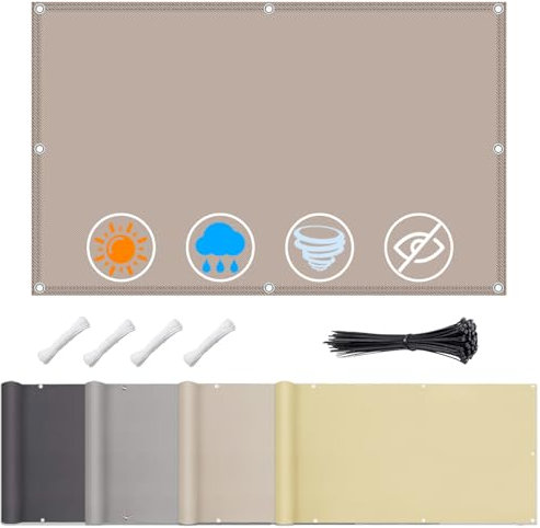 Premium Sonnensegel Wasserdicht mit Verstärkten Edelstahl-Ösen Rechteckig 2.5x3m– UV-Schutz 95%, Wetterfest, Reißfest, Ideal für Balkon, Terrasse, Garten, inkl Seile und Kabelbinder- Taupe