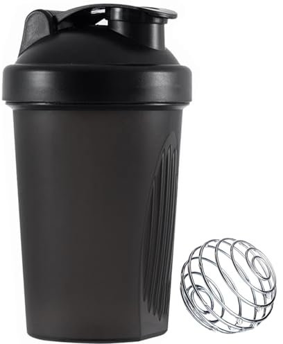 Bottiglia shaker per proteine, da 400 ml, con sfera in acciaio inox, tazza per frullati, bottiglia per acqua, per fitness, sport e viaggi, senza BPA, a prova di perdite, lavabile in lavastoviglie