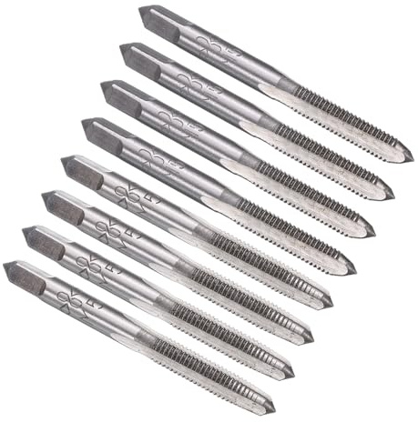 sourcing map 4 Set Metric Hand Taps, M5 x 0.8 H2 Thread Taper + Bottom Tap, 9CrSi Alloy Tool Steel Screw Threading Milling Tapping Tool Kit