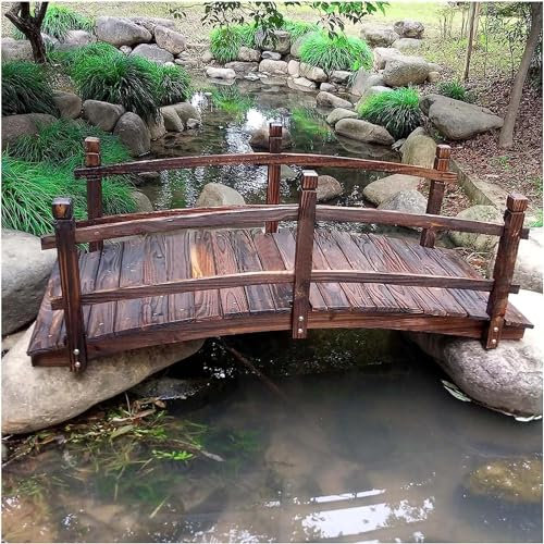 Ponti da Giardino, Ponte Rustico da Giardino, Ponte ad Arco in Legno da Giardino con ringhiere Laterali, Piccolo Ponte Decorativo per laghetti, ruscelli e Bordi di corsi d'Acqua