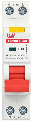 Sorlpv FI/LS Schalter RCBO B10A 30mA 230V, 1P Fehlerstromschutzschalter 6kA, DIN Schienen Montage, RCD Mehrfachschutz Leitungsschutzschalter- Kurve B