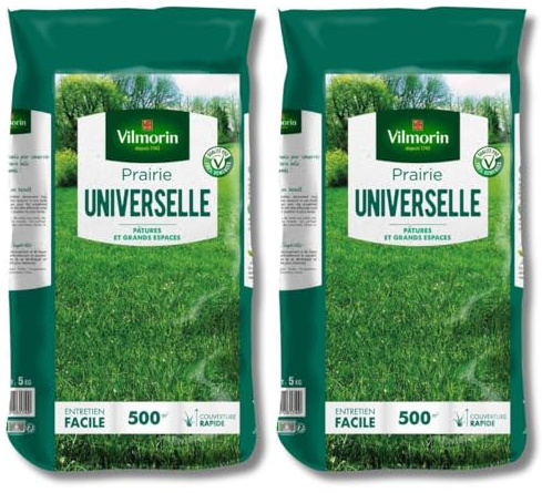 Lot de 2 sacs 5kgs Gazon Prairie Universelle Vilmorin - 1000m²