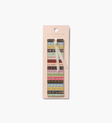 RIFLE PAPER CO. Gemma Bookmark 6 L x 1.75 W, Saffiano PU with a Grosgrain Ribbon, Metallic Gold Foil Logo, Perfect for Book Lovers, Writers, & Readers