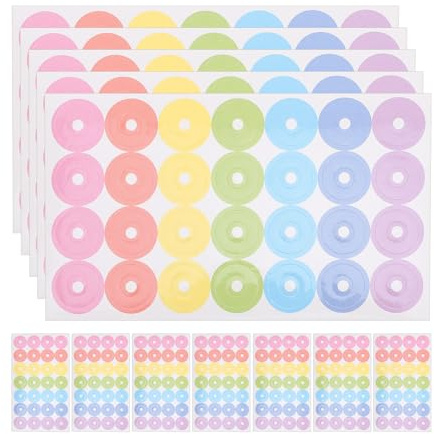 PRETYZOOM Pegatinas de Refuerzo para Agujeros de Papel Adhesivas y Resistentes Tamaño Pequeño Diseño Multicolor 20 Hojas 5 Paquetes Ideales para Agendas Carpetas y Papelería de