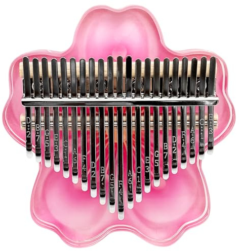 Kalimba Pianoforte a Pollice 17 Tasti, Arpa da Dito a 21 Tasti, Strumenti Musicali Regalo di Natale, Pianoforte da Dito in Acrilico Trasparente con Custodia Rigida per Bambini,Pink 21 keys