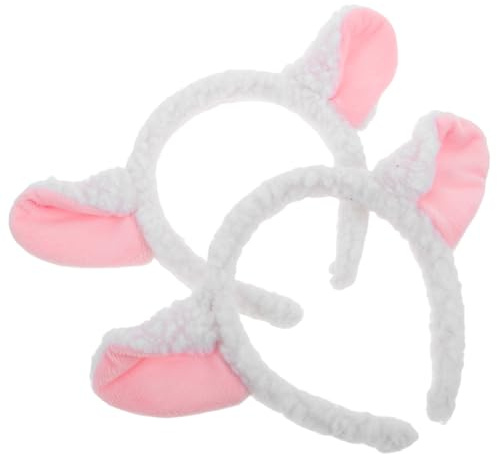 ifundom Fasce per Chioma con Orecchie di Agnello 2 Pezzi in Peluche Bianco, Resistenti alla Deformazione e Comode da Indossare per Feste a Tema e Cosplay
