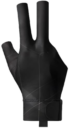 BOSREROY Gant de Billard pour Main Gauche, Polyester Respirant, Paume adhérente, Gant de Snooker pour Homme, Noir, Coupe légère, Confort Souple pour des gestes précis à la Table