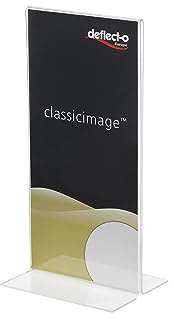 Deflecto Tischaufsteller Classic Image, gerade, A4, Hochformat, glasklar, doppelseitige Präsentation, Menükartenhalter, Werbeaufsteller