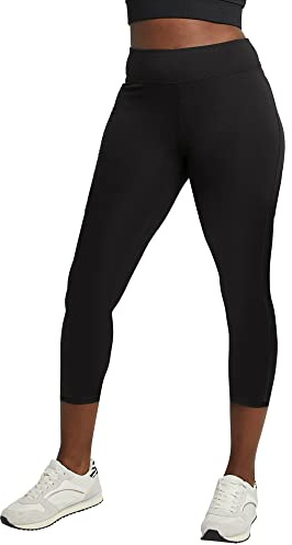 Hanes Women's Stretch Jersey Capri Leggings, Black, L