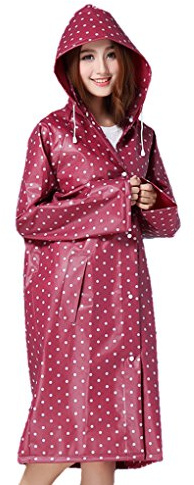 BXT Femme Manteau de Pluie Mode Veste Imperméable Cape Femme Veste EVA Environnement Poncho Pluie avec Capuche et Manches Coupe Vent Uni Rainwear Outdoor Waterproof Poncho Over genou Imperméable Extérieur Siamoise Poncho Adulte Epaissi Couleur- Rouge