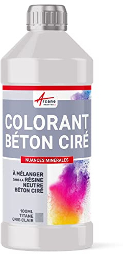 ARCANE INDUSTRIES Colorant pour béton ciré, Gamme Nuances minérales, décoration - 100 ML Titane Gris Clair