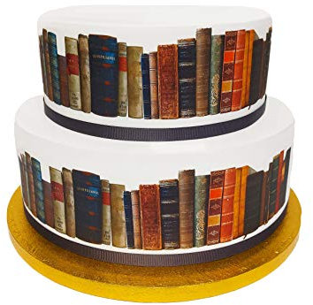 Edible Decor Icing Sheet Vintage Books Border Ribbon - Perfect for Decorating Your Cakes- Easy to Use