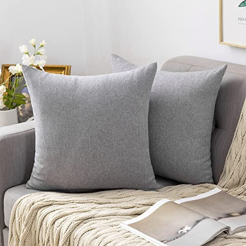 MIULEE 2er Set Kissenbezüge Kissenhülle Leinen-Optik Kissenbezug Dekokissen Dekorativ Weich Sofakissen Couchkissen für Sofa Schlafzimmer mit Verstecktem Reißverschluss 40x40 cm Grau