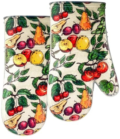 Oven Mitts with Transparent Clear Silicone Shell and Nice Friut Flower Printing