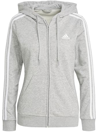 adidas GL0802 W 3S FT FZ HD Sweatshirt Women's Medium Grey Heather/White L